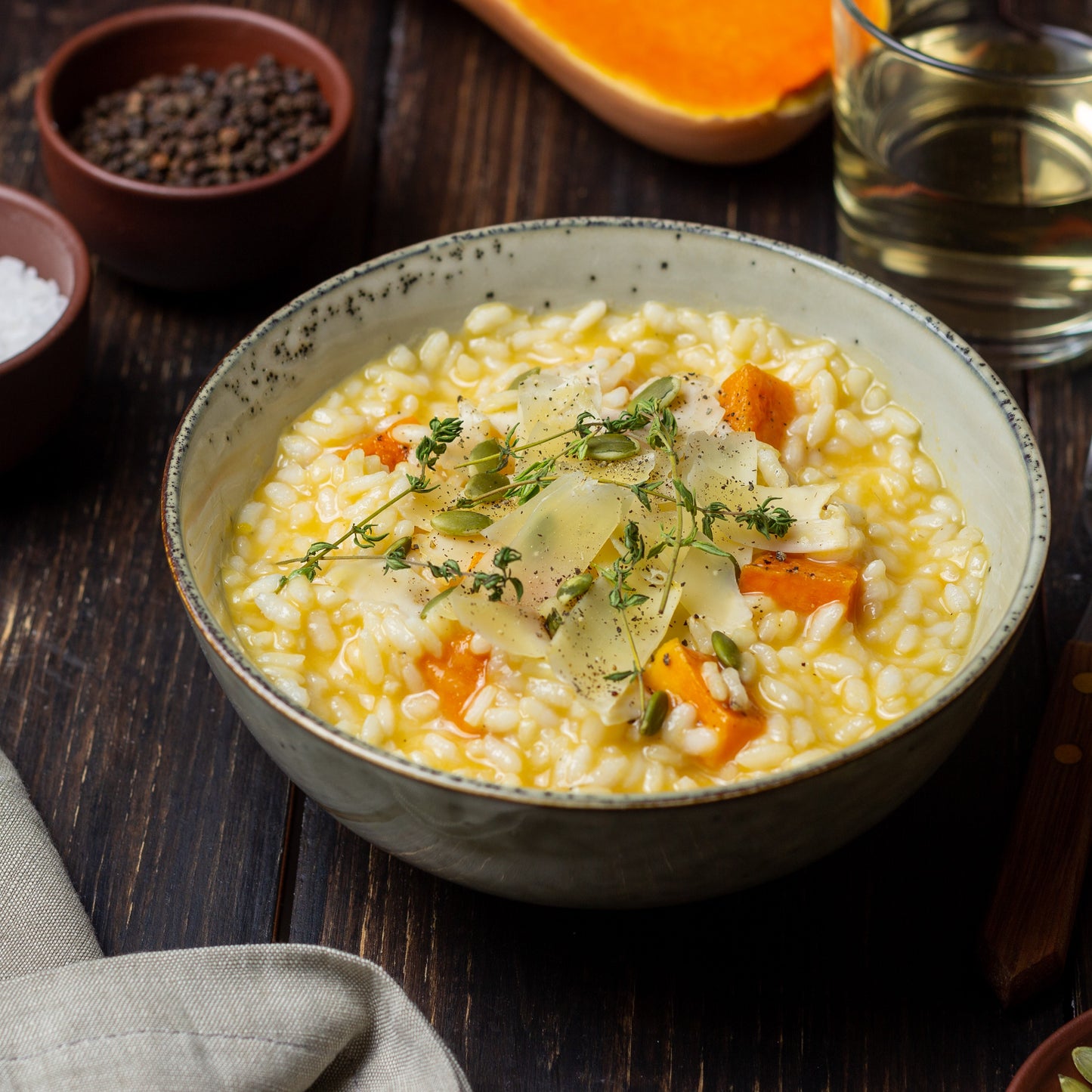 ROASTED SQUASH RISOTTO with diced chicken